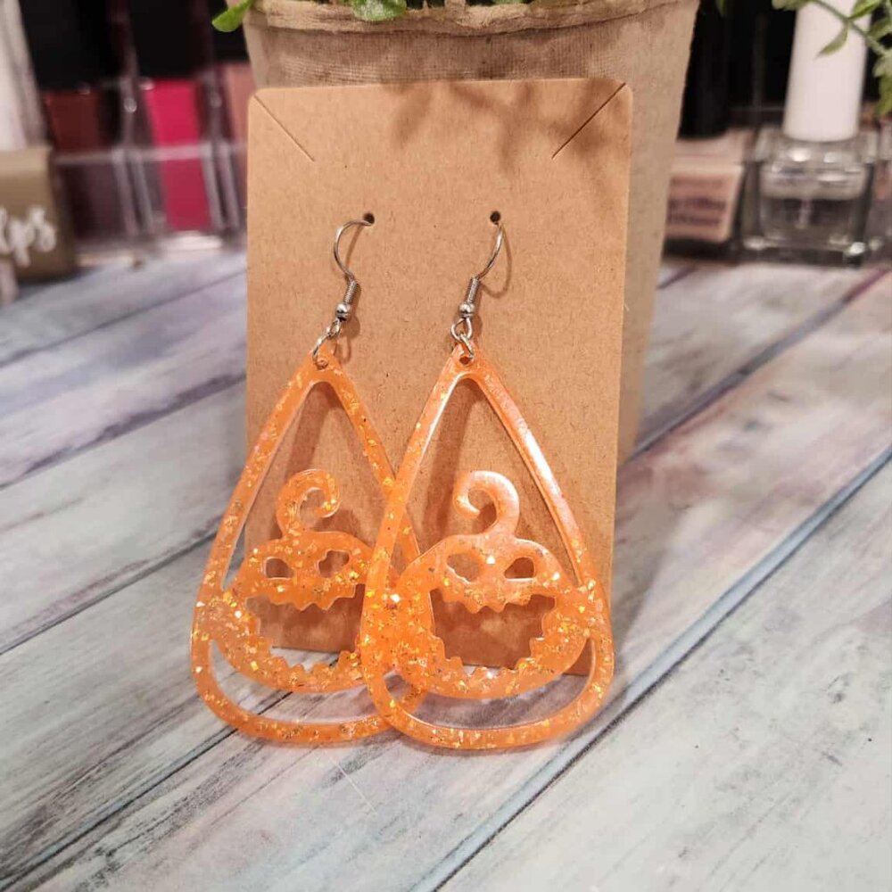 Glitter Resin Halloween Earrings - Picture 6 of 8